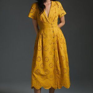 Anthropologie Maeve Eyelet Midi Dress Size Small